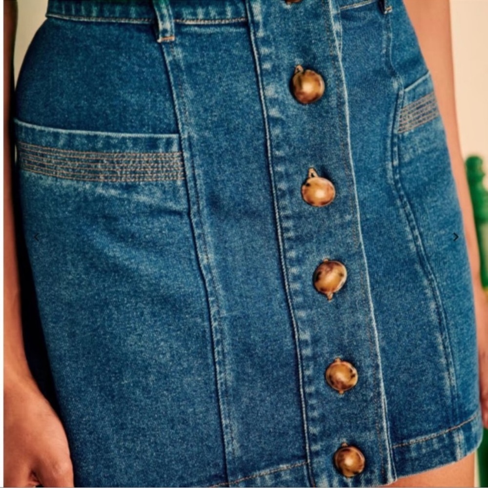 Sezane Alison Mini Skirt Denim Jean Blue Size 36 US 4 - Picture 6 of 7